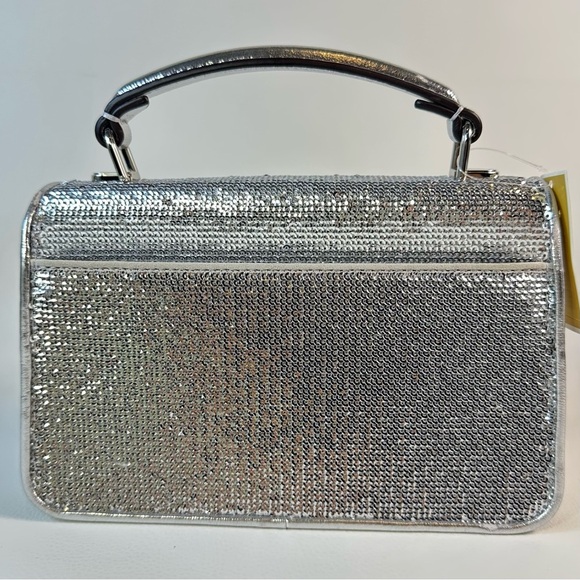NWT Women’s Michael Kors Delancey Silver Sequined Leather Hand/Shoulder Bag - Picture 4 of 12